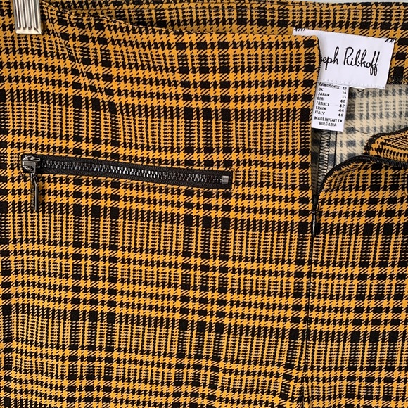 SIZE 12 EUC JOSEPH RIBKOFF CHECK ANKLE PULL ON PANT YELLOW BLACK - Picture 3 of 7